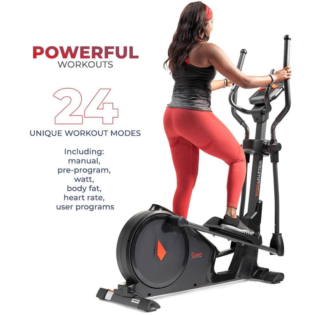 Sunny Health Fitness Premium Smart Elliptical - Versatile Cardio Trainer-Black-57.09x20.47x63.8