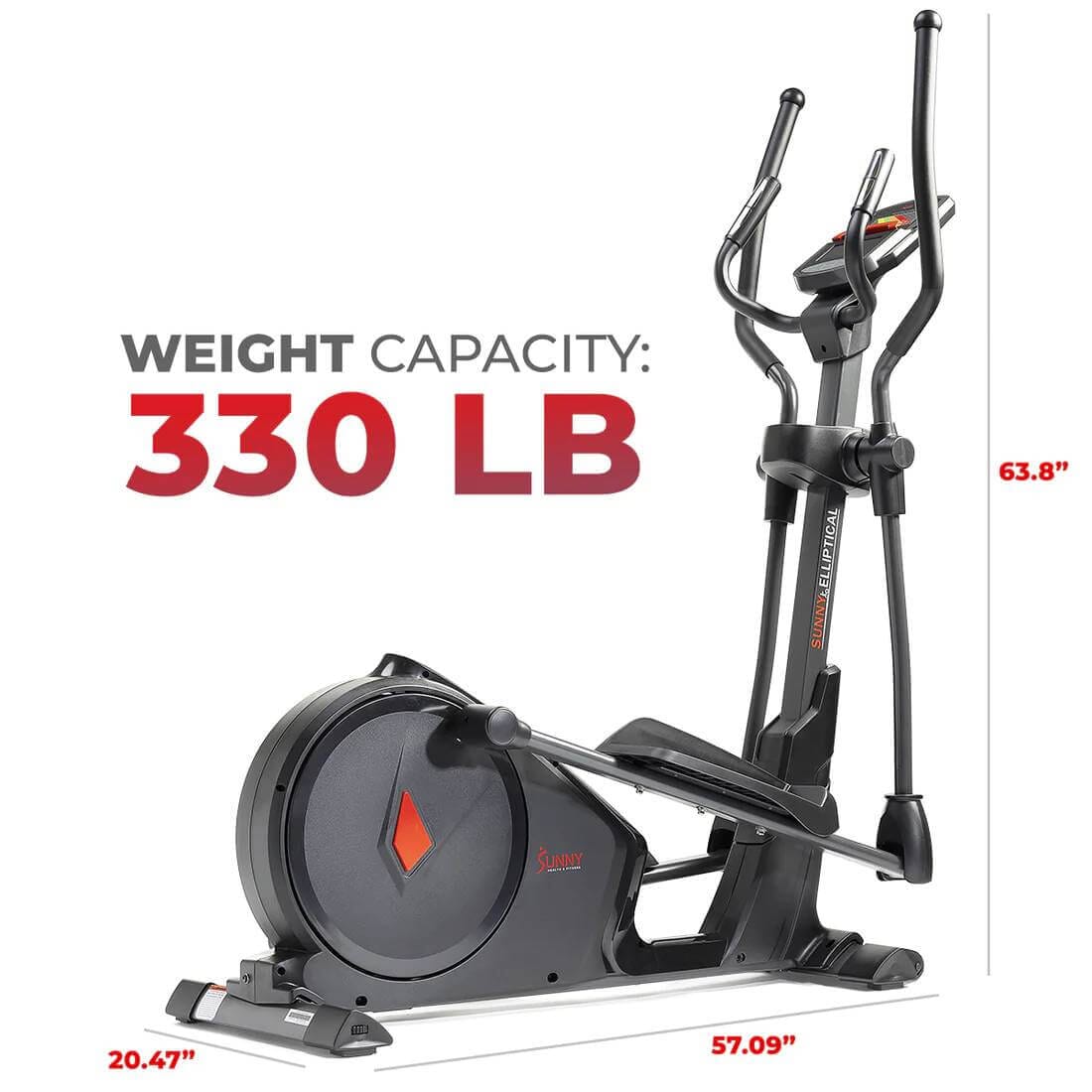 Sunny Health Fitness Premium Smart Elliptical - Versatile Cardio Trainer-Black-57.09x20.47x63.8