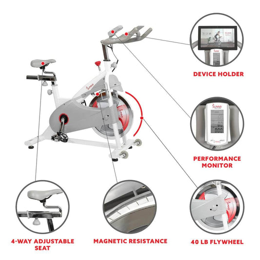 Sunny Health Fitness Premium Magnetic Exercise Bike - Cardio Cycle Trainer-Black-50x20x47.5