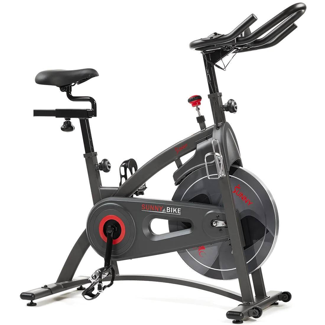 Sunny Health Fitness Premium Smart Cycling Bike - High-Performance Cardio-Black-48.8x20.1x48.6