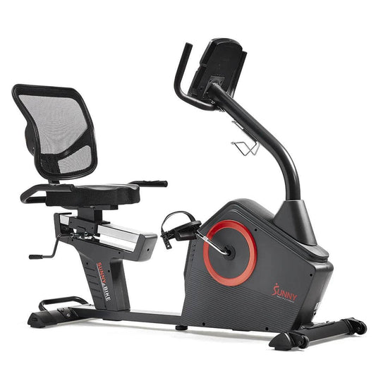 Sunny Health Fitness Premium Recumbent Bike - Comfortable Cardio-Black-61.81x25.98x47.24