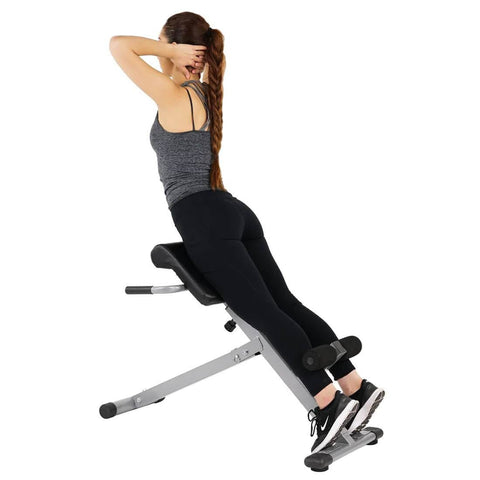 Sunny Health Fitness Glute and Hamstring Trainer - Sturdy Roman Chair-Black Steel-39x24x33
