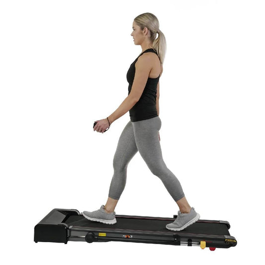 Sunny Health Fitness Slim Folding Treadmill Trekpad -Portable Workout Device-Black-57.5x27x53.5 in
