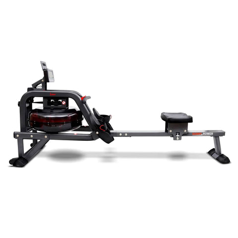 Sunny Health Fitness Smart Obsidian Surge 500M Water Rower-Bluetooth Rowing Equipment-Black-78.9x22.3x32.67 in