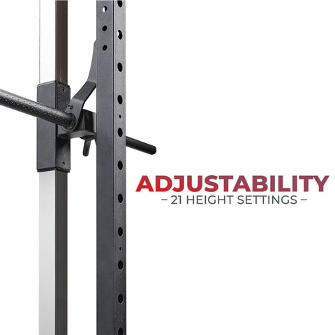 Sunny Health Fitness Smith Machine Squat Rack - Heavy-Duty Power Cage-Adjustable-Black-43.1x74.3x88.6 in