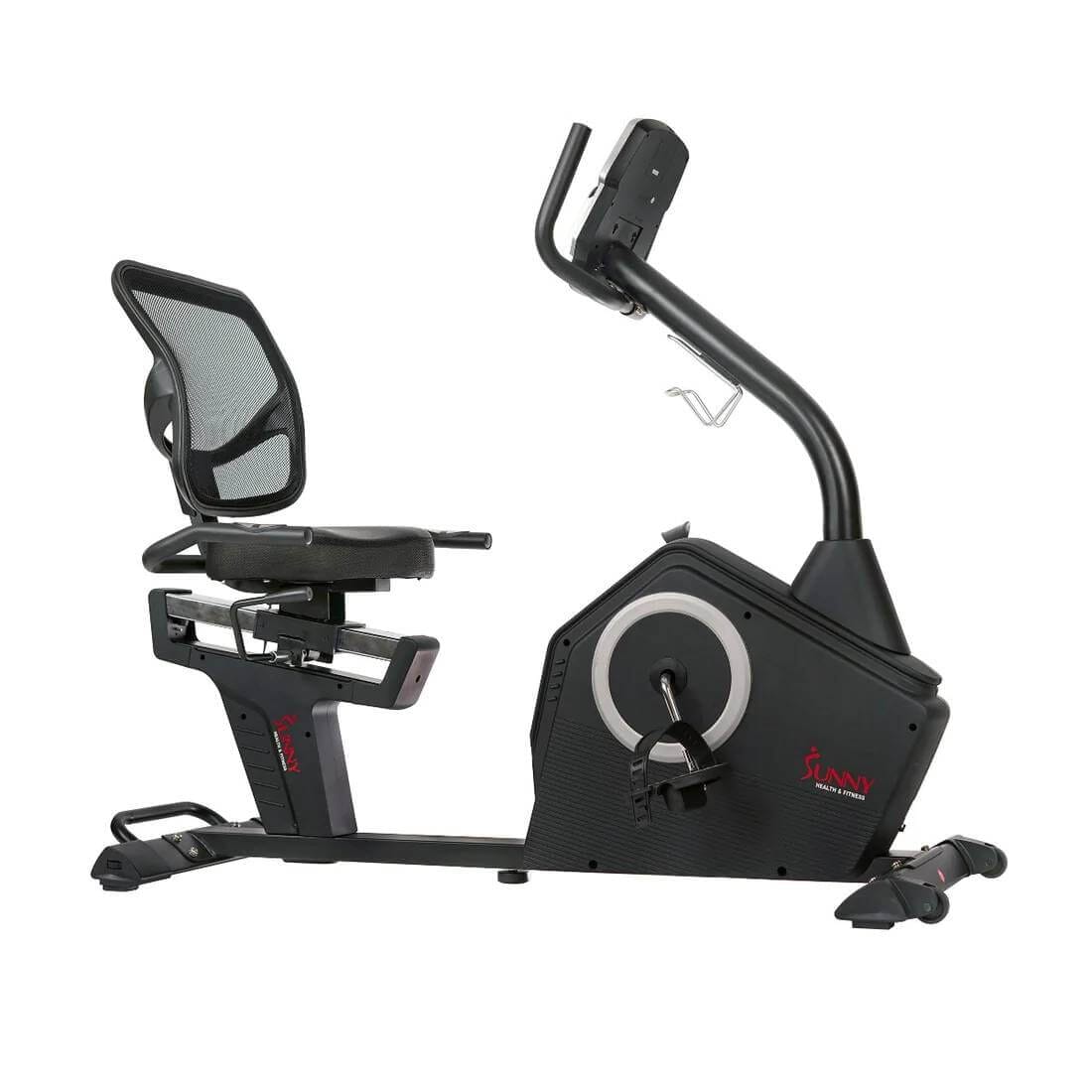 Sunny Health Fitness Recumbent Exercise Bike-Cardio Cycle-Comfortable & Adjustable-Black-59x26x47.5