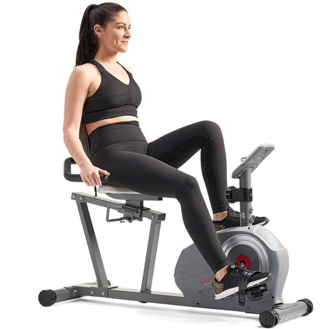 Sunny Health Fitness Magnetic Smart Recumbent Bike - Cardio Workout-Multi-Color-Compact Size
