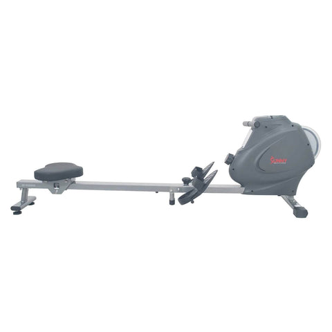 Sunny Health Fitness Magnetic Rower - LCD Monitor - Adjustable Resistance -Black & Gray -76.8x22.8