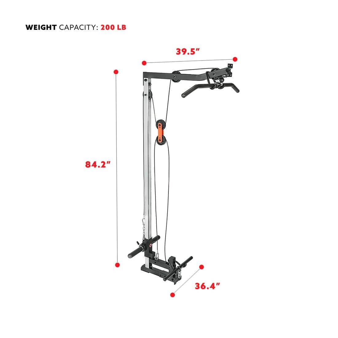 Sunny Health Fitness Lat Pulldown Attachment | High Capacity | Adjustable Resistance