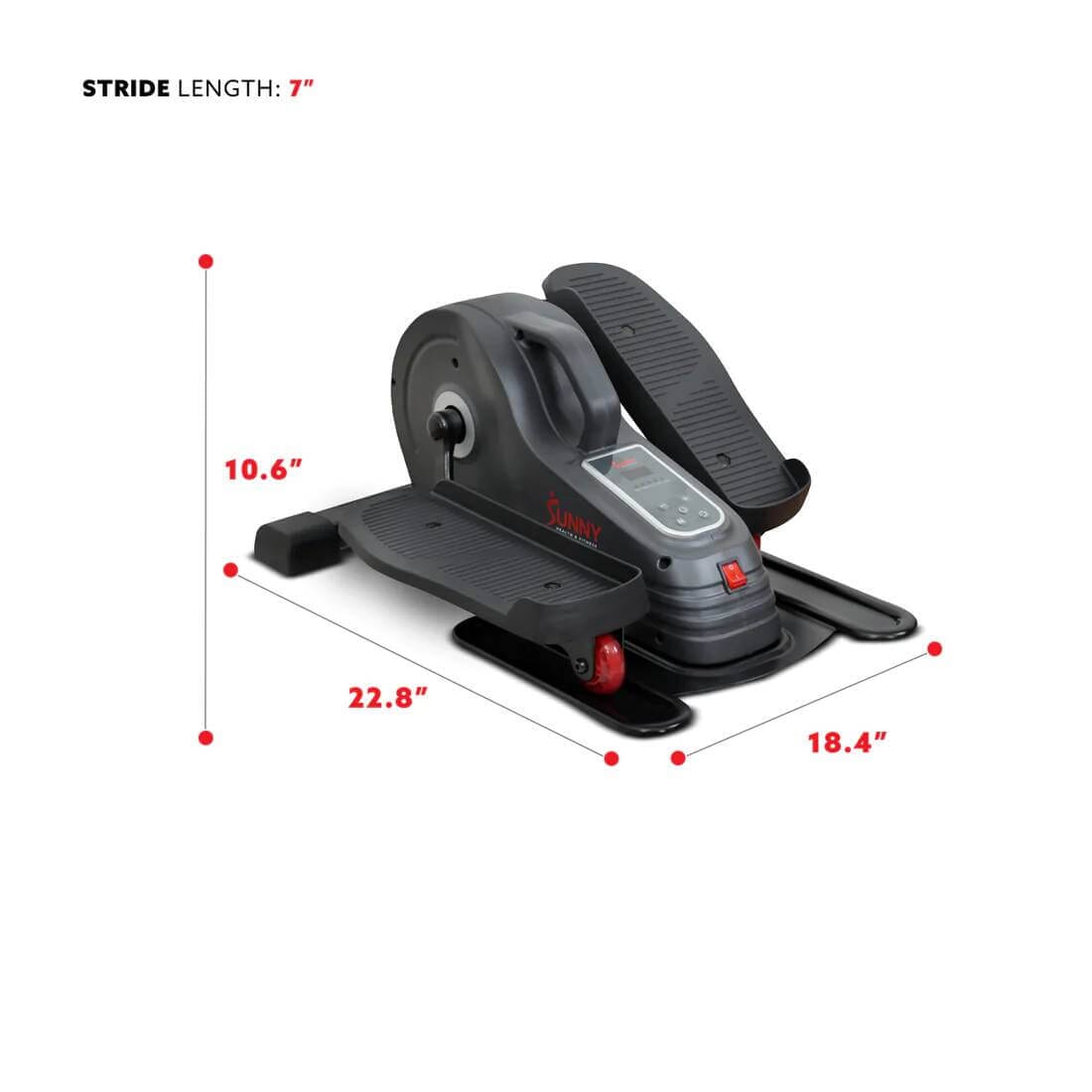 Sunny Health Fitness Under Desk Elliptical | Mini Exerciser | Compact Trainer - Black