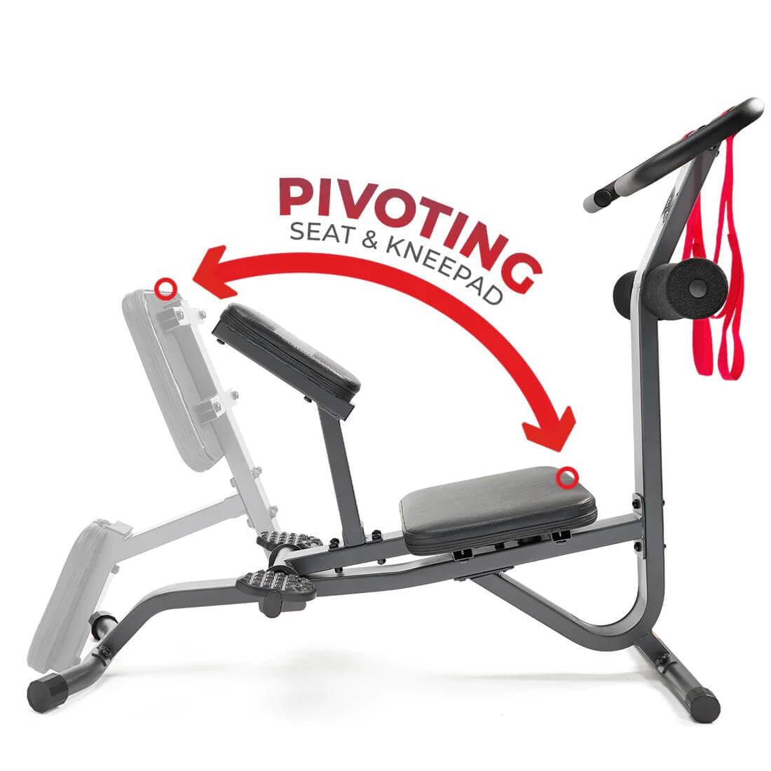 Sunny Health Fitness Stretch Trainer - Flexibility Enhancer - Pivoting Seat-Multi-Grip Handles-42.1x18.9x34.9