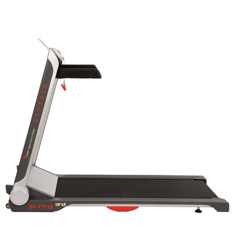 Sunny Health Fitness Pro Treadmill - Wide Flat Folding Running Machine -Low Profile-Black-63x29.25x49 in