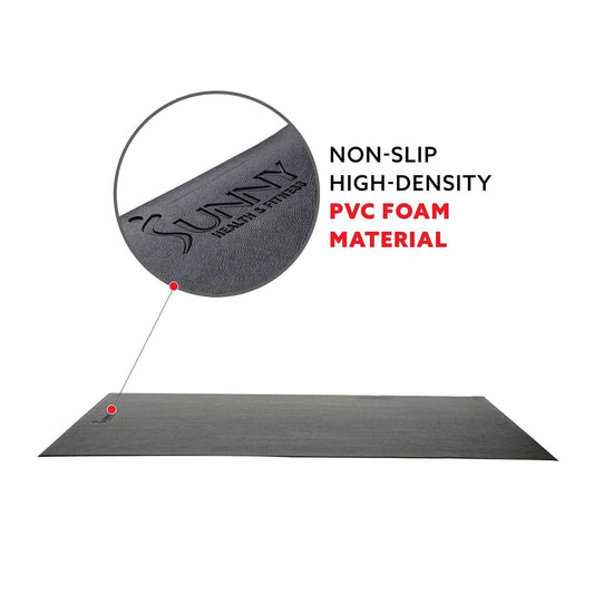 Sunny Health Fitness Gym Equipment Mat - Durable Floor Protector-Non-Slip Black-30x20x0.16 in