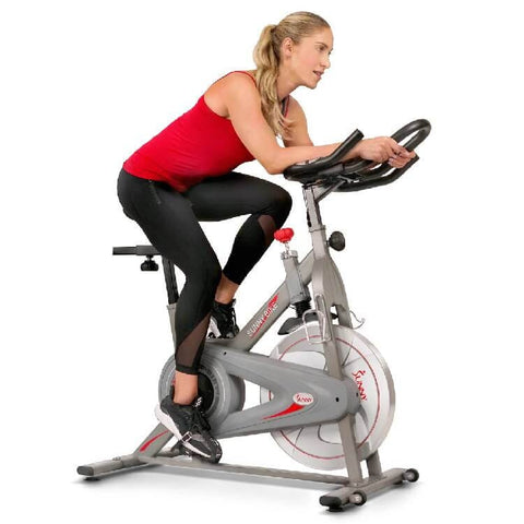 Sunny Health Fitness Synergy Exercise Bike-Magnetic Resistance - Ergonomic Design - Black & Gray-49x22x50.5 in