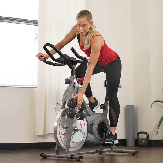 Sunny Health Fitness Synergy Exercise Bike-Magnetic Resistance - Ergonomic Design - Black & Gray-49x22x50.5 in