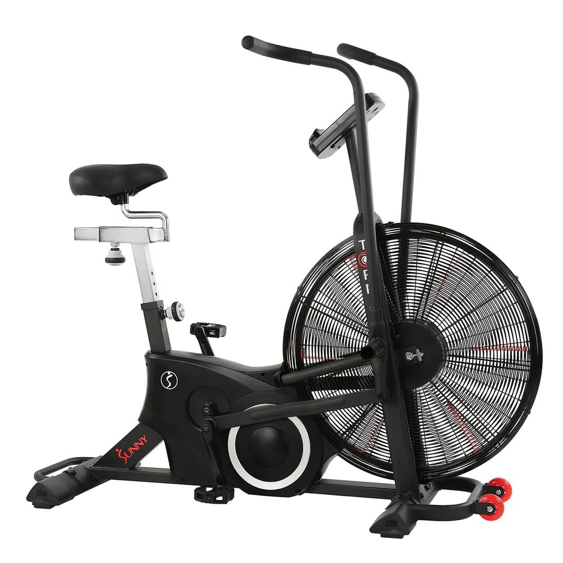 Sunny Health Fitness Tornado LX Air Bike - Heavy-Duty Exercise Cycle-Fan Resistance-Red-55x23.5x49 in