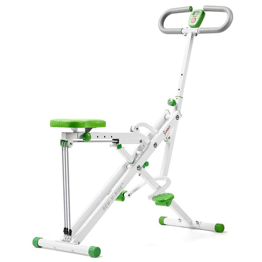 Sunny Health Fitness Adjustable Squat Machine-Compact Upright Exerciser-Green Workout Equipment