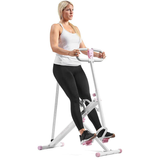 Sunny Health Fitness Pink Squat Trainer - Durable Steel - Adjustable Resistance -Compact-45.3x19.3