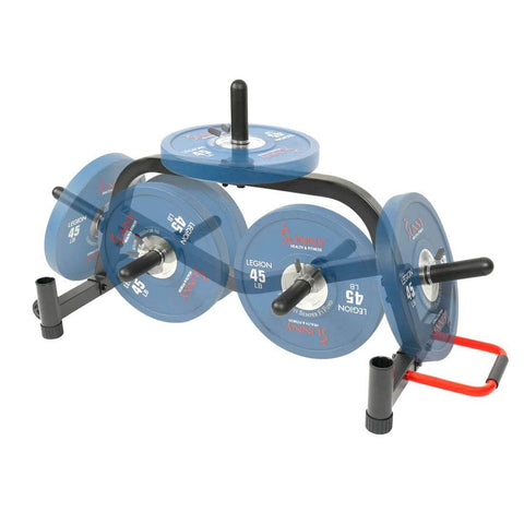 Sunny Health Fitness Weight Plates & Barbell Stand - Durable Steel Rack - Black -61x23.6x30.9
