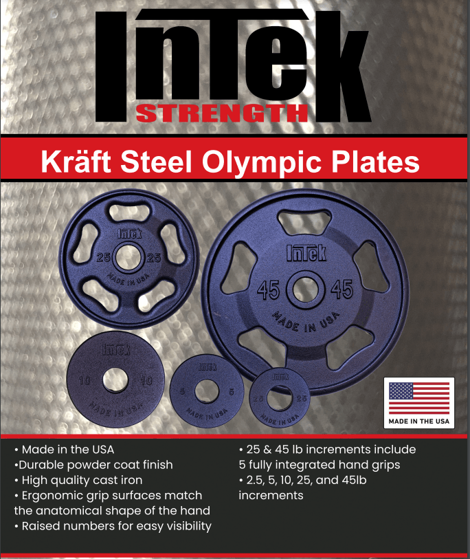 Intek Strength Durable Olympic Weight Plates - Versatile Cast Iron & Bumper Plates - Flat Black