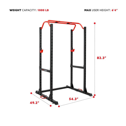 Sunny Health Fitness Power Cage | Heavy-Duty Squat Rack | Adjustable Resistance