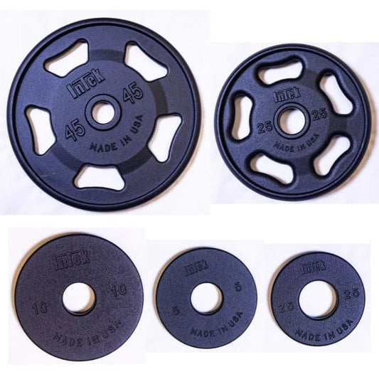 Intek Strength Durable Olympic Weight Plates - Versatile Cast Iron & Bumper Plates - Flat Black
